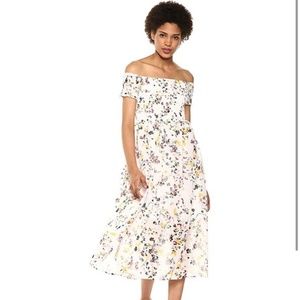 SAM EDELMAN Floral Off The Shoulder Midi Dress